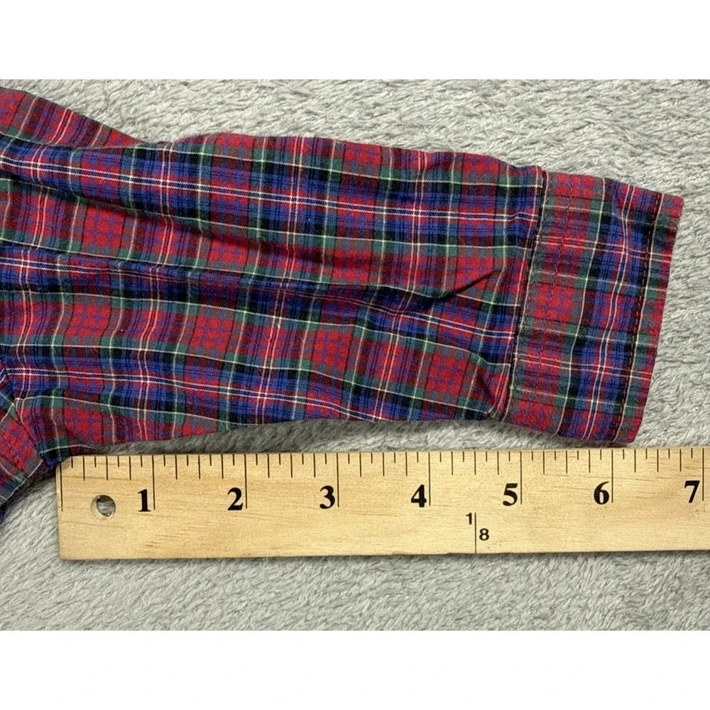 Ralph‎ Lauren Infant Button-Down Long Sleeve Plaid Bodysuit Red/Blue Size S 3-6M